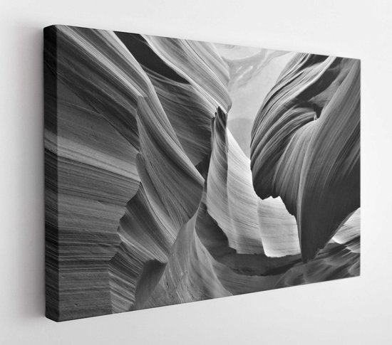 Eerbetoon aan Ansel Adams, Zwart-wit creatieve fotografie van Antelope canyon in Arizona, USA. Abstracte foto, kunst, toeristische bestemming, erosie, - Modern Art Canvas - Horizontaal - 1323885155 - 115*75 Horizontal