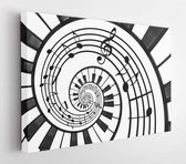 Onlinecanvas - Schilderij - Pianotoetsenbord Gedrukte Muziek Abstracte Fractal Spiraalpatroon Achtergrond. Art Horizontaal Horizontal - Multicolor - 50 X 40 Cm