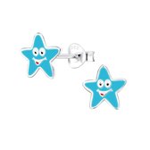 Joy|S - Zilveren ster oorbellen - blauwe zeester oorknoppen