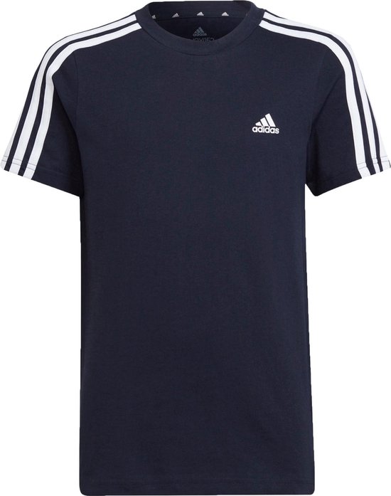 T-shirt Essentials 3-Stripes d' adidas - Unisexe - Bleu foncé/Blanc