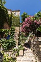 Onlinecanvas - Schilderij - Smalle Straat In Middeleeuwse Stad Gordes. Provence. Frankrijk Art Verticaal Vertical - Multicolor - 115 X 75 Cm