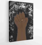 Handgetekende illustratie van een opstaande zwarte hand tegen racisme - Moderne schilderijen - Verticaal - 1812511978 - 50*40 Vertical