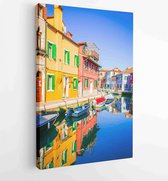 Burano, Venetië. Afbeelding met kleurrijk eiland en waterkanaal van mooi Veneto in Italië. - Moderne schilderijen - Verticaal - 1205309056 - 115*75 Vertical