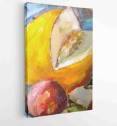 Textuur schilderij olieverf op doek, abstract olie stilleven, fine art impressionisme, geschilderd kleurenbeeld de kunstenaar schilderij patroon bloemen en groenten en fruit - Moderne schilde