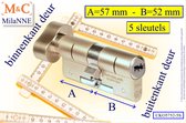 M&C Conder high-tech security deurcilinder met KNOP OVAAL, 57x52 mm MET 5 SLEUTELS - SKG*** - Politiekeurmerk Veilig Wonen - inclusief MilaNNE gereedschap montageset en hangslot ka