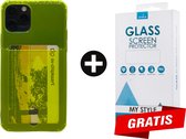 Crystal Backcase Transparant Shockproof Met Pasjeshouder Hoesje iPhone 11 Pro Geel - Gratis Screen Protector - Telefoonhoesje - Smartphonehoesje
