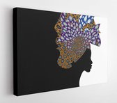 Onlinecanvas - Schilderij - Portret Mooie Afro-vrouw.- Art Horizontaal Horizontal - Multicolor - 115 X 75 Cm
