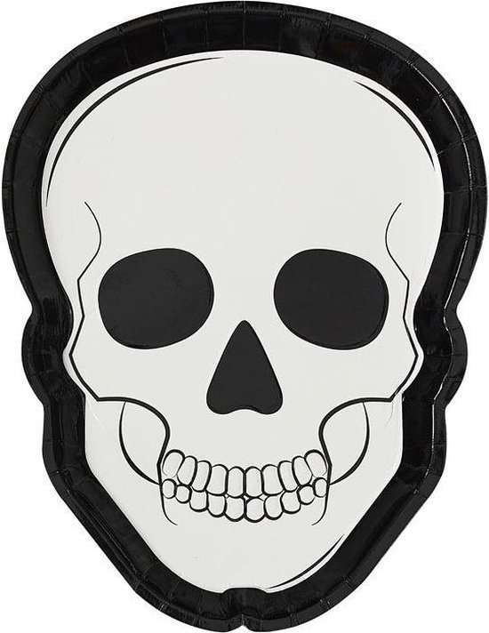 Wegwerpbordjes Doodshoofd Halloween - 8 stuks - Ginger Ray - GRIEZEL BORDJES 8 STUKS