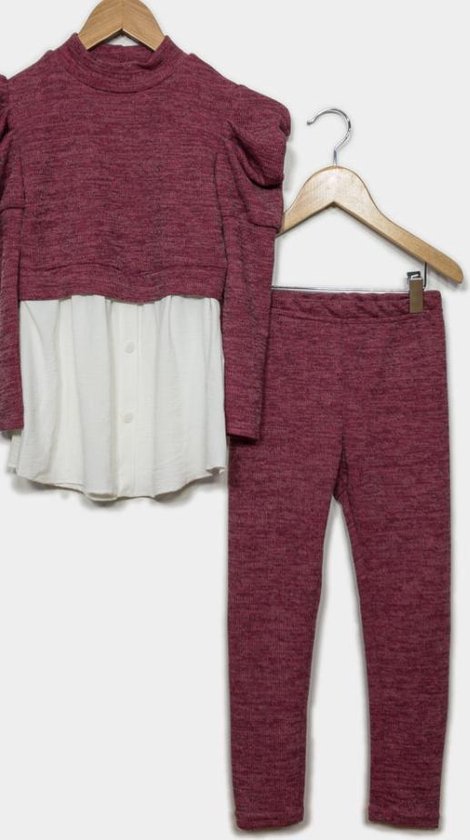 Kinder kleding set | broek & blouse truitje | rood/paars |