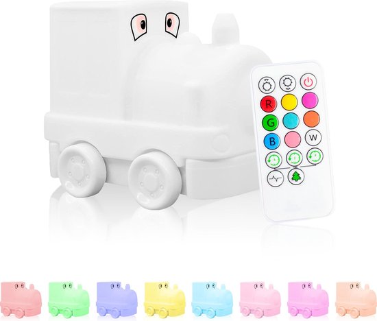 Sleepy Friends - 8 kleurige LED kinder Nachtlampje  - Trein - Nachtlampje Kinderen - Babykamer - Dimbaar - INCL afstandsbediening