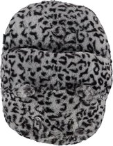 Grote voetenwarmer slof cheetah/luipaard print grijs one size 30 x 27 cm - Dierensloffen/dierenpantoffels