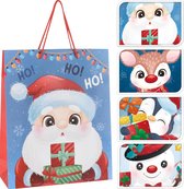 Cadeauzakje kinderen XL Glitter Kerst 4 stuks - Inpakzakje kerstmis - set van 4 - Geschenktasje - 30 x 12 x 40 CM
