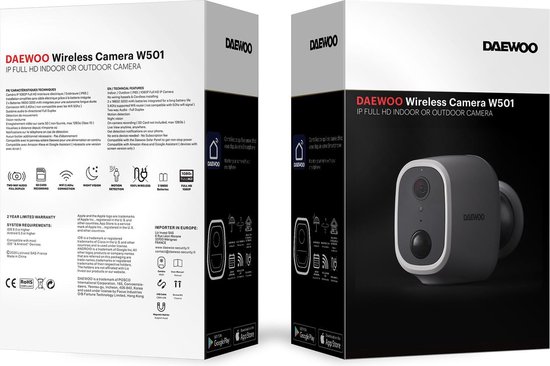 Daewoo W501 - Full HD Draadloze Beveiligingscamera - Op zonnepaneel - WIFI - APP
