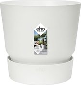 Elho Greenville Rond 14 - Bloempot voor Buiten met Waterreservoir - 100% Gerecycled Plastic - Ø 14.0 x H 13.4 cm - Wit