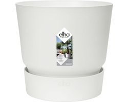 Elho Greenville Rond 14 - Bloempot voor Buiten met Waterreservoir - 100% Gerecycled Plastic - Ø 14 x H 13.4 cm - Wit