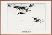 JUNIQE - Poster met kunststof lijst Seitei - Flying Magpies -40x60