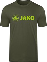 Jako Promo T-Shirt Kinderen - Khaki / Fluo Groen | Maat: 140