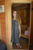 ARTG® Towelzz - Sauna Kilt - Dames - met Klittenband - Donkergrijs - Graphite - Maat XXL - (borstomvang tot 170cm omvang)