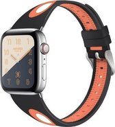 Geschikt voor Apple Watch bandje 42 / 44 / 45 mm - Series 1 2 3 4 5 6 7 SE - Smartwatch iWatch horloge band - 42mm 44mm 45mm - Fungus - Siliconen - Zwart oranje roze