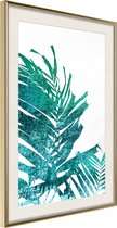 Poster Teal Palm on White Background 30x45