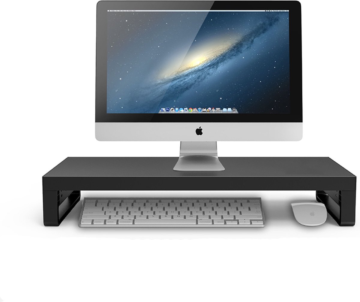 Case2go - Monitor Standaard - Laptop Standaard - Ergonomische design - Monitor Verhoger - Aluminium -- 54,5 x 22 x 9 CM - Zwart