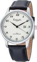 Eichmüller Herenhorloge met Datum en Zwart Lederen Horlogeband - RVS 42mm
