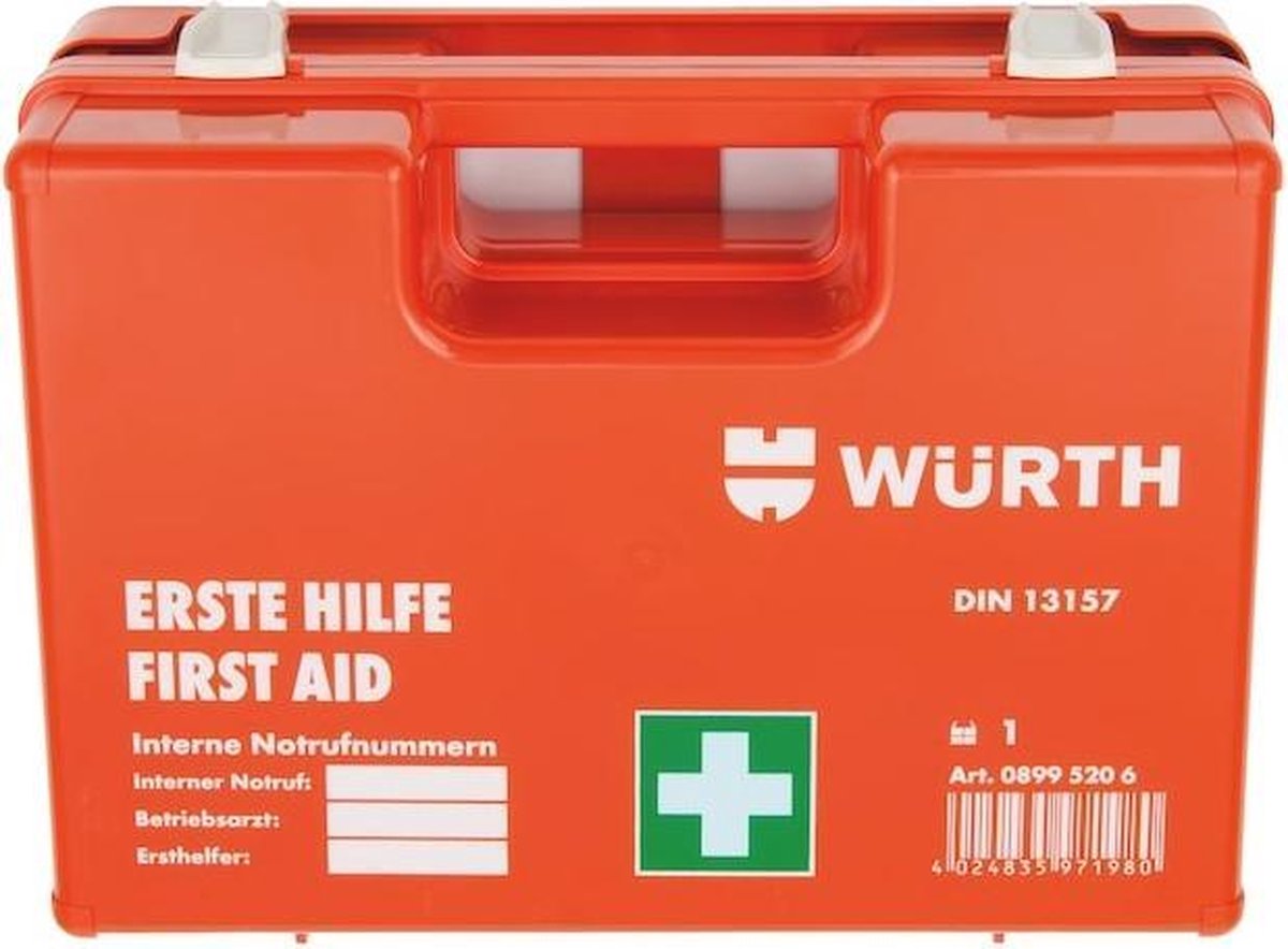 Goedkoopste Wurth/Würth Verbandkoffer, DIN 13157, EHBO KOFFER-DIN13157-BOX, 08995206, oranje