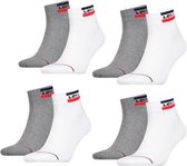 Levi's Quarter Sokken Sportswear Logo Grey / White - 8 paar Witte & Grijze Enkelsokken - Unisex - Maat 39/42