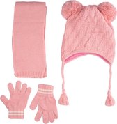 Kitti 3-Delig Winter Set | Muts (Beanie) met Fleecevoering - Sjaal - Handschoenen | 4-8 Jaar Meisjes | Wave-03 (K2170-06)