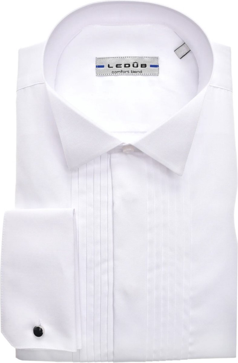 LEDUB - WIT MODERN FIT SMOKING OVERHEMD - MAAT 43 - XL.