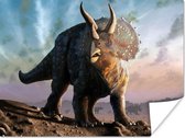 Poster Dino - Geschiedenis - Triceratops - Kinderen - Jongens - Kids - Jongetje - 40x30 cm