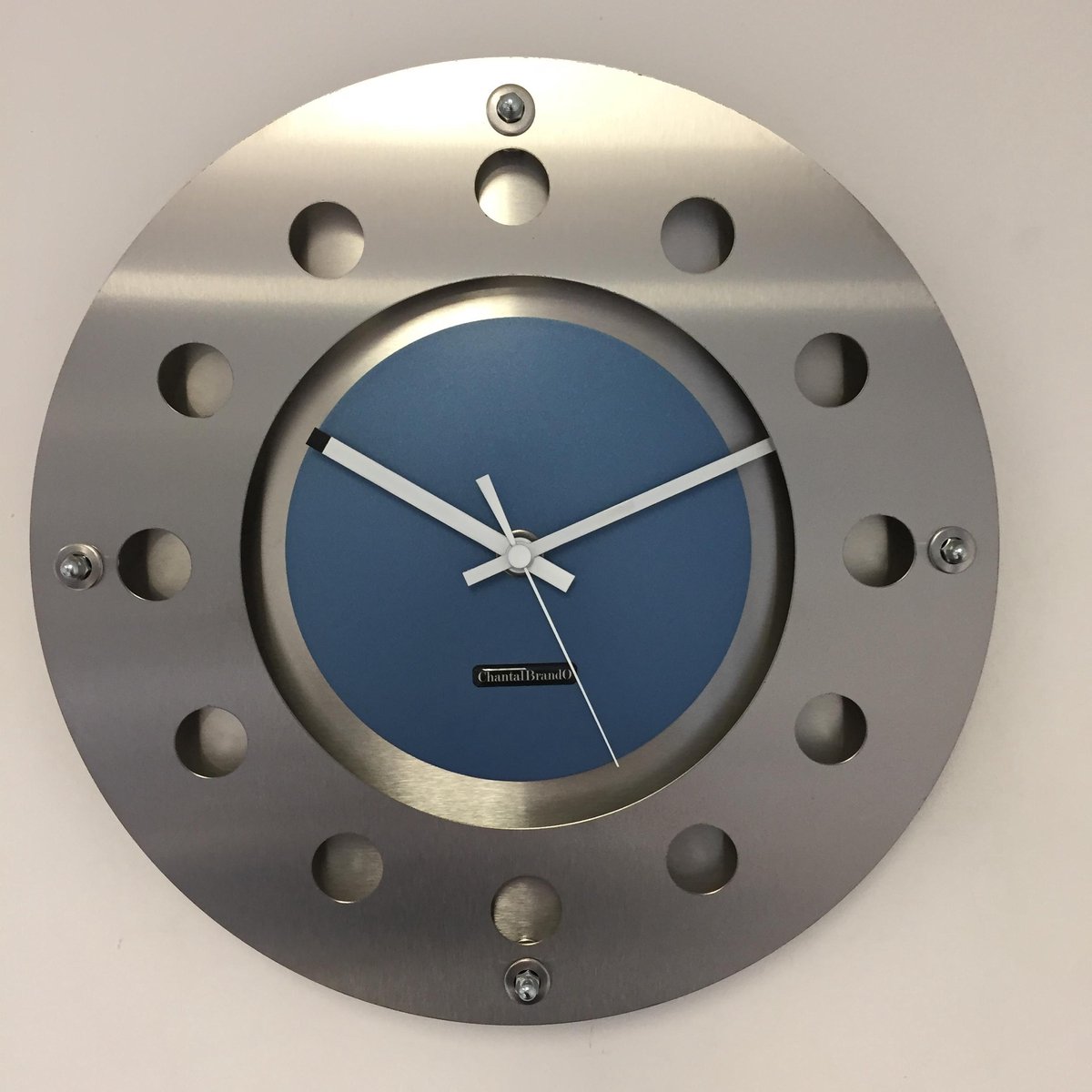 WANDKLOK MECANICA SMALL INNER CIRCLE MIDNIGHT BLUE WHITE MODERN DUTCH DESIGN HANDGEMAAKT 40 cm