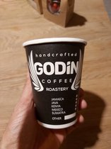 GODINCOFFEE zwarte enkelwandige (300g/m² + 18PE) kartonnen koffiebeker / drinkbeker 225ml 8oz ( 250 stuks ) zonder deksel