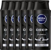 NIVEA MEN Deep Shampoo - 6 x 250 ml - Voordeelverpakking
