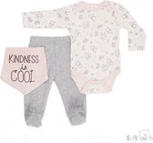 Kledingset 3-delig - Broekje/Romper/Bandana – Roze/Grijs – 6-9 mnd – Soft Touch