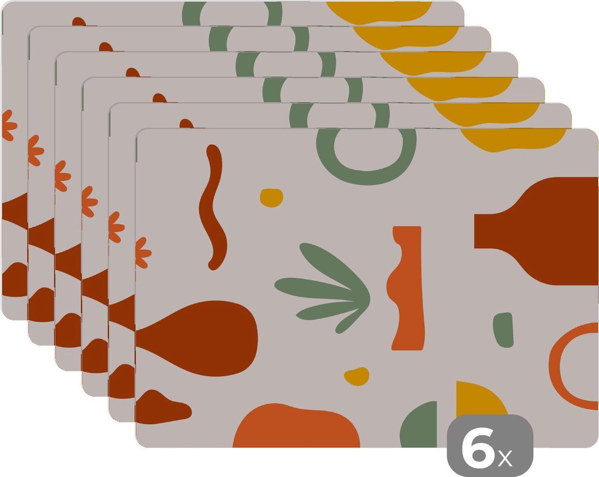 Placemat - Placemats kunststof - 45x30 cm - Zomer - Roze - Vaas - 6 stuks - Borden onderleggers antislip - Tafel decoratie - Luxe tafelversiering - Tafelmat vinyl - Bord onderlegger - Tafeldecoratie accessoires