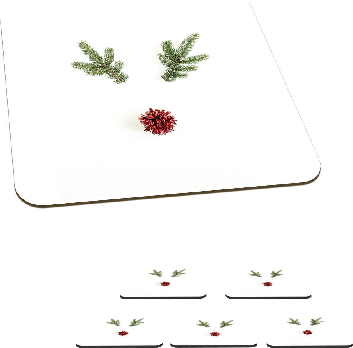 Onderzetters voor glazen - Kerst - Winter - Rendier - 10x10 cm - Glasonderzetters - 6 stuks