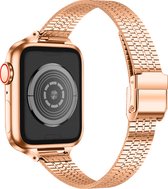 Geschikt voor Apple Watch bandje 42 / 44 / 45 / 49 mm - Series 1 2 3 4 5 6 7 8 SE Ultra - Smartwatch iWatch horloge band - 42mm 44mm 45mm 49mm - Fungus - RVS metaal - Rosegoud - Vr