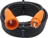 Verlengsnoer - 20 meter - 3G1.5 - Neopreen - IP44 - Randaarde - Oranje stekkers - Verlengkabel