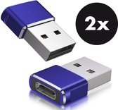Set van 2 - USB C naar USB Adapter - USB-C naar USB convertor - opzetstuk - office - USB 3.1 to USB C HUB - pc - laptop - USB C naar USB A female - telefoon - adapter - Blauw
