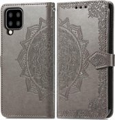 Bloem mandala grijs agenda book case hoesje Samsung Galaxy A22 4G