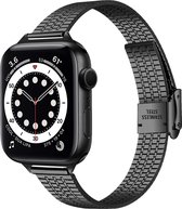 Geschikt voor Apple Watch bandje 38 / 40 / 41 mm - Series 1 2 3 4 5 6 7 8 SE - Smartwatch iWatch horloge band - 38mm 40mm 41mm - Fungus - RVS metaal - Zwart - Vrouw schakel