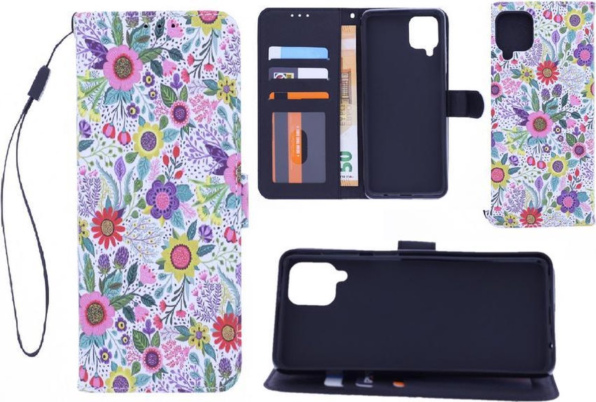 Bookcase Geschikt voor: Samsung Galaxy A22 4G hoesje met print - Flowers