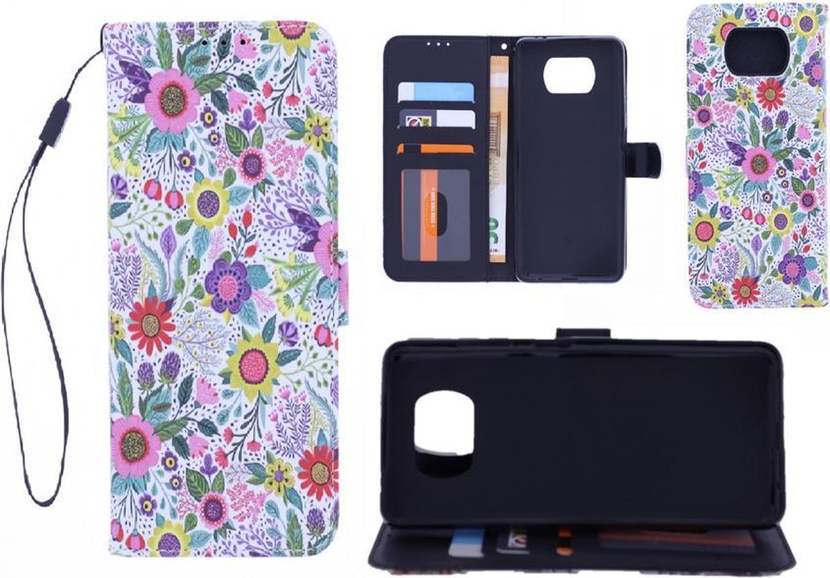 Bookcase Geschikt voor: Motorola G9 hoesje met print - Flowers