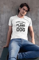 Sorry I Can’t I Have Plans With My Dog T-Shirt, Funny Dog Owners Gift, Unique Gift For Dog Lovers, Quality Unisex Jersey V-Neck Tee, D002-039W, M, Wit