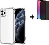 Hoesje iPhone 13 Mini - Screenprotector iPhone 13 Mini - iPhone 13 Mini Hoes Transparant Shock Proof Case + Privacy Screenprotector