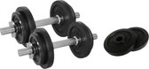 Tunturi - Fitness Set - Halterset 20 kg incl 2 Dumbbellstangen  - Halterschijven 2 x 2,5 kg