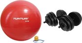 Tunturi - Fitness Set - Vinyl Halterset 28 kg  - Gymball Rood 65 cm