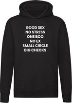 Good Sex | Unisex | Trui | Sweater | Hoodie | Capuchon | Zwart | No Stress | One Boo | No Ex | Small Circle | Big Checks