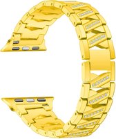 Geschikt voor Apple Watch bandje 38 / 40 / 41 mm - Series 1 2 3 4 5 6 7 8 SE - Smartwatch iWatch horloge band - 38mm 40mm 41mm - Fungus - RVS metaal - Goud - Zigzag